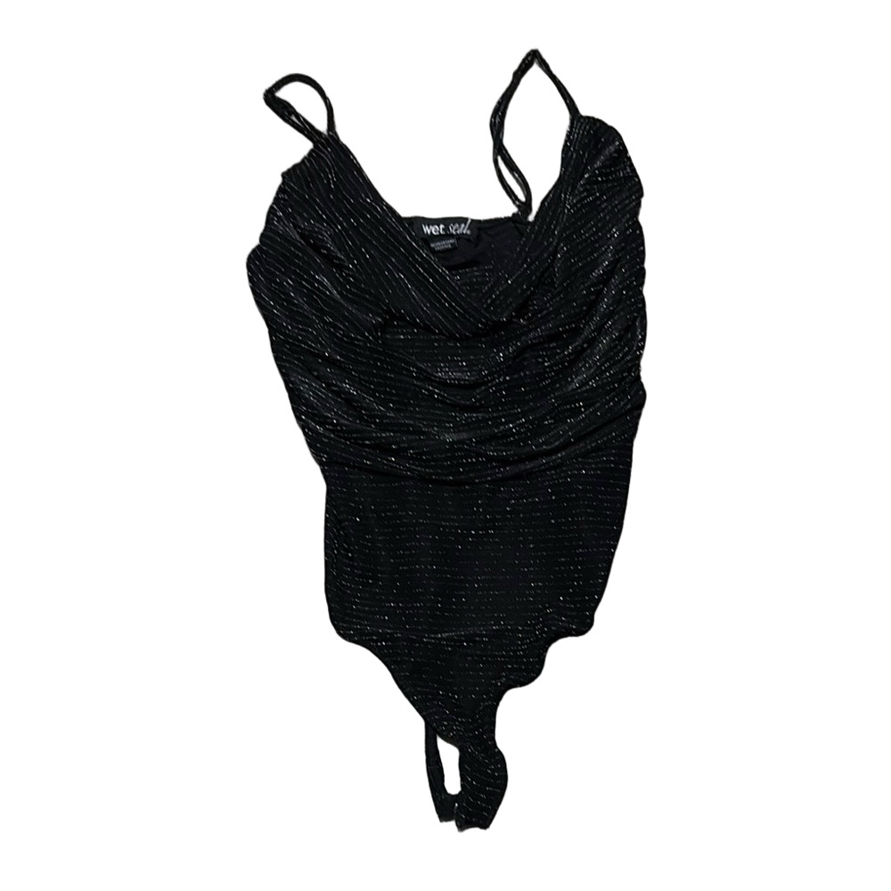 Wet Seal Black Sparkle Bodysuit SM155